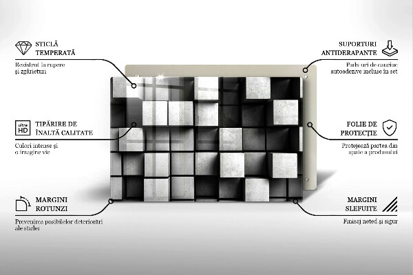 Zaščitna plošča za štedilnik Abstraktni 3D kvadrati