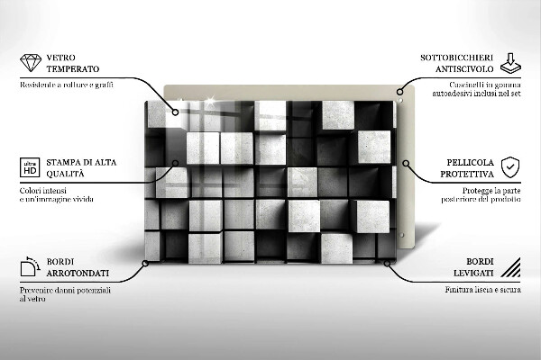Zaščitna plošča za štedilnik Abstraktni 3D kvadrati