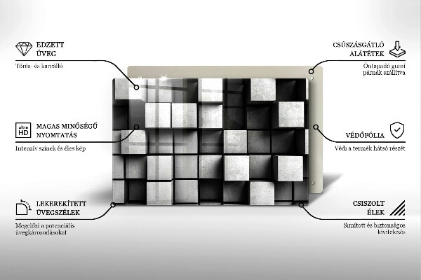 Zaščitna plošča za štedilnik Abstraktni 3D kvadrati