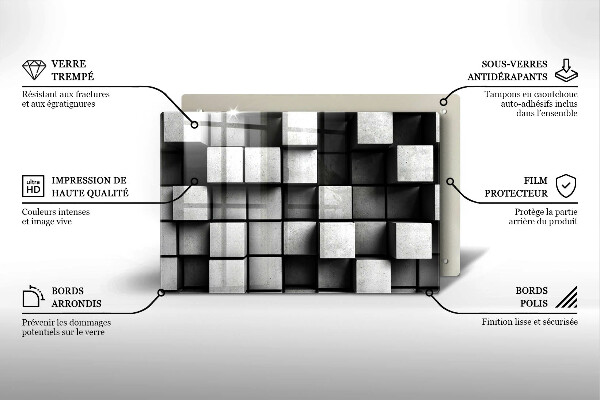 Zaščitna plošča za štedilnik Abstraktni 3D kvadrati
