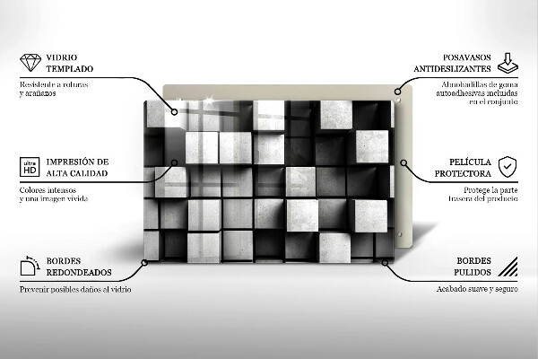 Zaščitna plošča za štedilnik Abstraktni 3D kvadrati