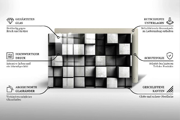Zaščitna plošča za štedilnik Abstraktni 3D kvadrati