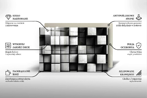 Zaščitna plošča za štedilnik Abstraktni 3D kvadrati