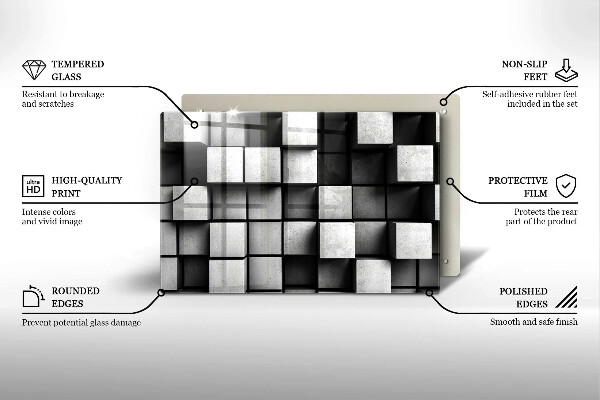 Zaščitna plošča za štedilnik Abstraktni 3D kvadrati