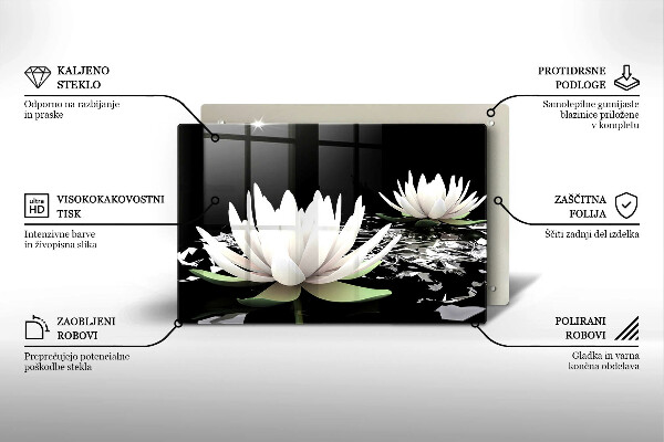 Zaščitna plošča za štedilnik Bele lilije na vodi