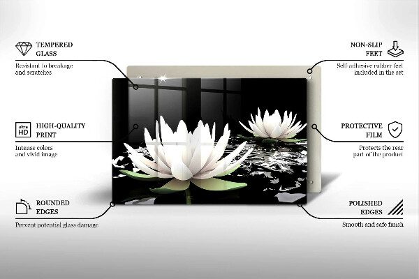 Zaščitna plošča za štedilnik Bele lilije na vodi