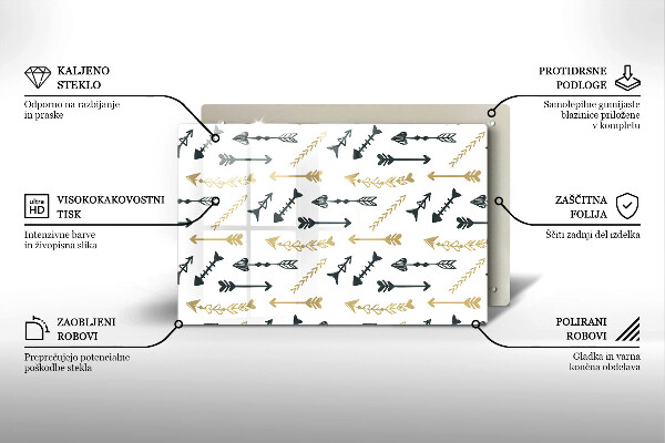 Zaščitna steklena plošča za štedilnik Boho vzorec puščic