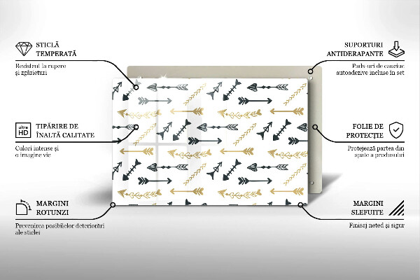 Zaščitna steklena plošča za štedilnik Boho vzorec puščic