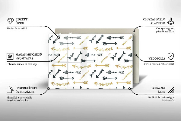 Zaščitna steklena plošča za štedilnik Boho vzorec puščic