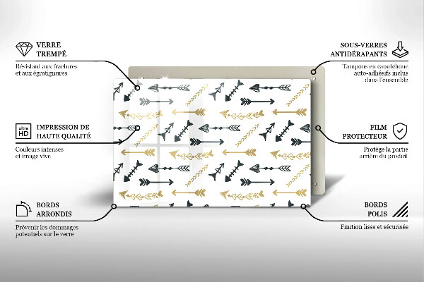 Zaščitna steklena plošča za štedilnik Boho vzorec puščic