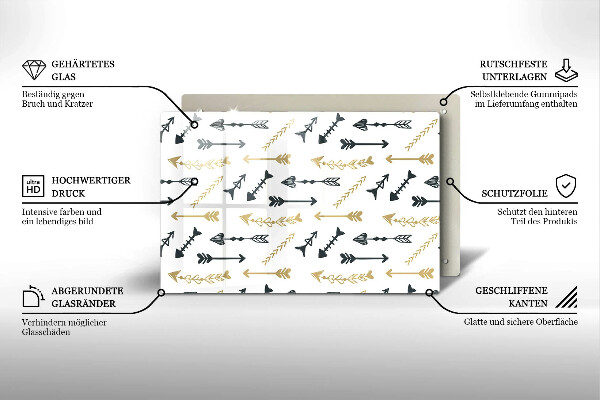 Zaščitna steklena plošča za štedilnik Boho vzorec puščic
