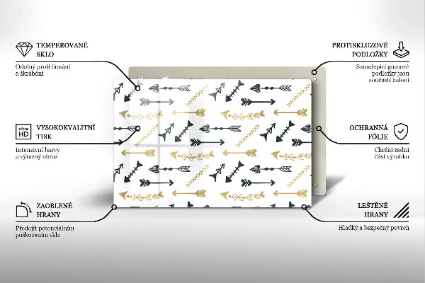 Zaščitna steklena plošča za štedilnik Boho vzorec puščic