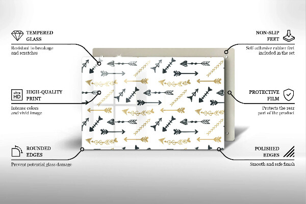 Zaščitna steklena plošča za štedilnik Boho vzorec puščic