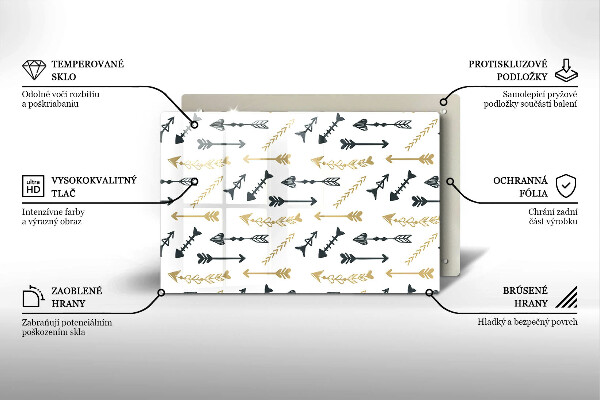 Zaščitna steklena plošča za štedilnik Boho vzorec puščic