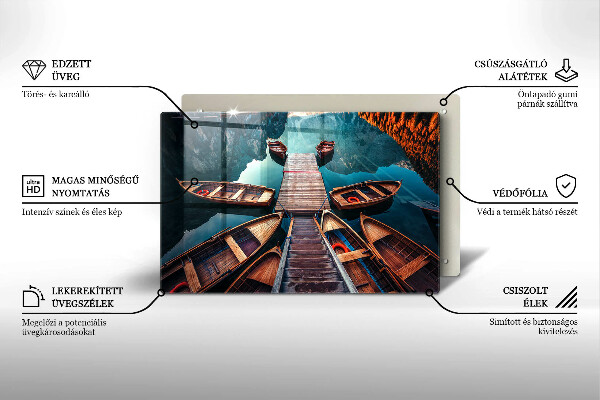 Zaščitna steklena plošča za štedilnik Čolni na jezeru