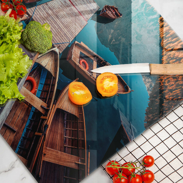 Zaščitna steklena plošča za štedilnik Čolni na jezeru