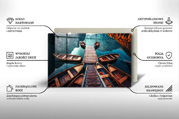 Zaščitna steklena plošča za štedilnik Čolni na jezeru