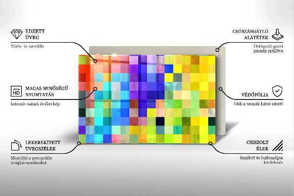 Zaščitna steklena plošča za štedilnik Pisani kvadratki slikovnih pik