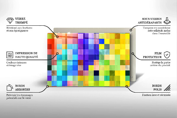 Zaščitna steklena plošča za štedilnik Pisani kvadratki slikovnih pik