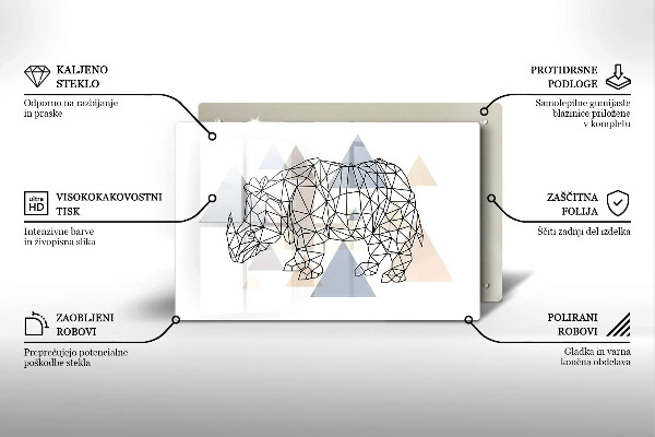 Zaščitna steklena plošča za štedilnik Line art nosorog