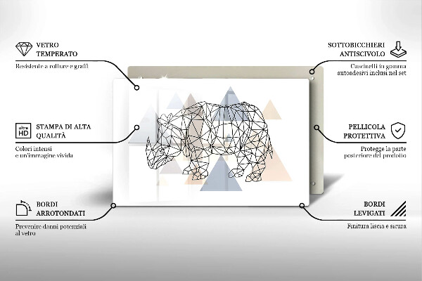 Zaščitna steklena plošča za štedilnik Line art nosorog