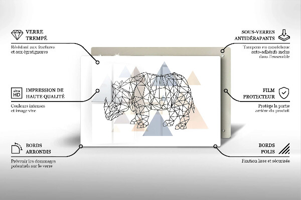Zaščitna steklena plošča za štedilnik Line art nosorog