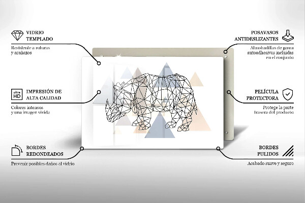 Zaščitna steklena plošča za štedilnik Line art nosorog