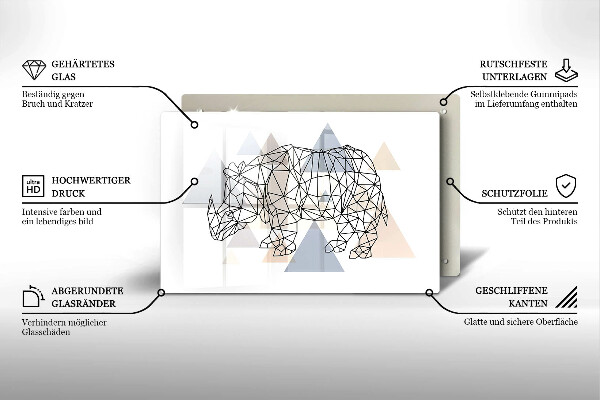 Zaščitna steklena plošča za štedilnik Line art nosorog