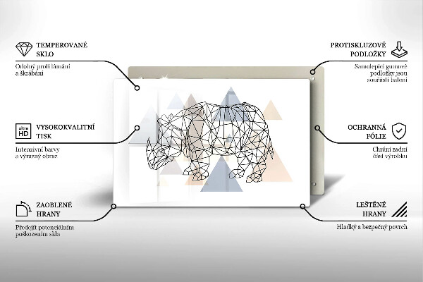 Zaščitna steklena plošča za štedilnik Line art nosorog