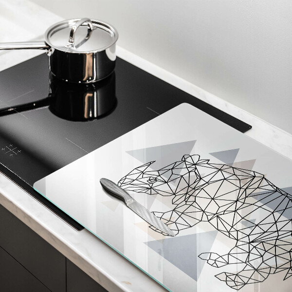 Zaščitna steklena plošča za štedilnik Line art nosorog