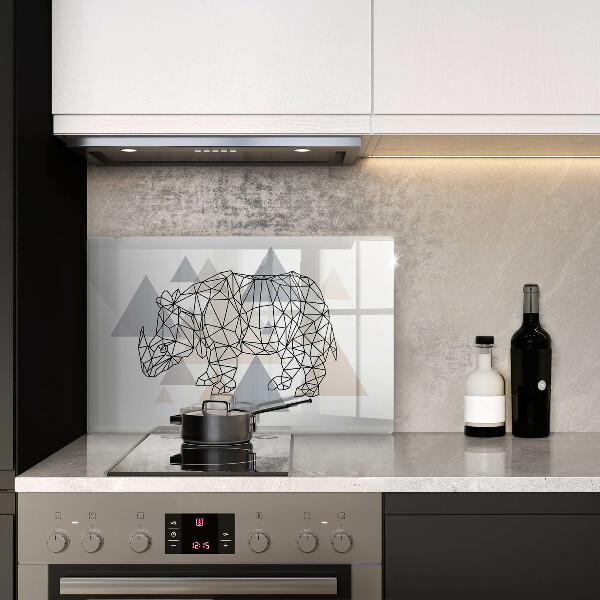 Zaščitna steklena plošča za štedilnik Line art nosorog