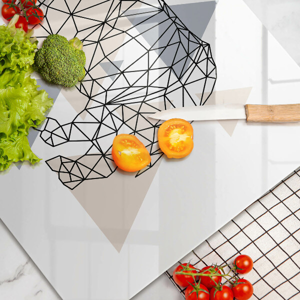 Zaščitna steklena plošča za štedilnik Line art nosorog