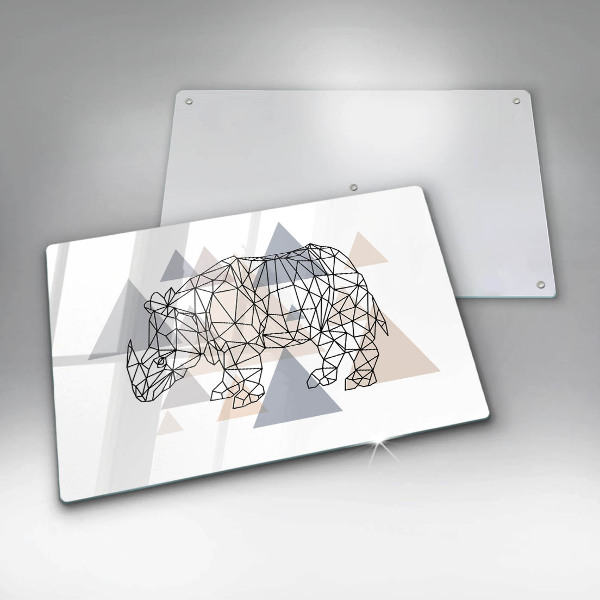 Zaščitna steklena plošča za štedilnik Line art nosorog