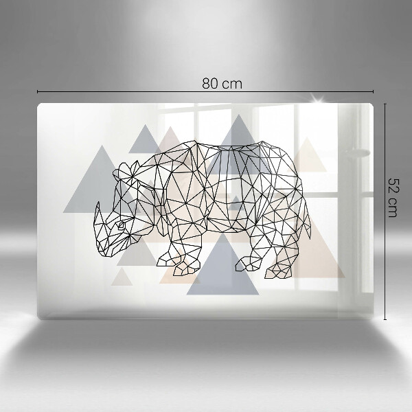 Zaščitna steklena plošča za štedilnik Line art nosorog