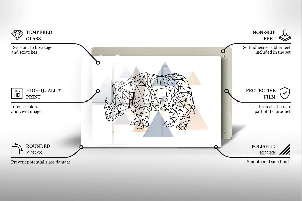 Zaščitna steklena plošča za štedilnik Line art nosorog