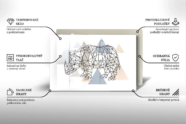 Zaščitna steklena plošča za štedilnik Line art nosorog