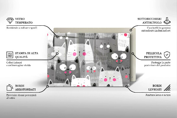 Zaščitna plošča za štedilnik Ilustracija mačk