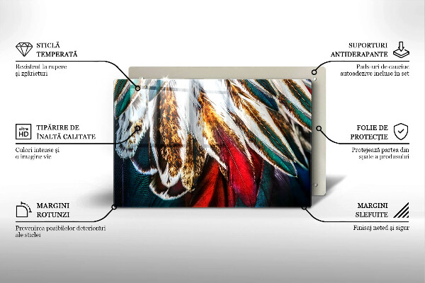 Zaščitna plošča za štedilnik Boho ptičje perje