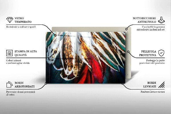 Zaščitna plošča za štedilnik Boho ptičje perje