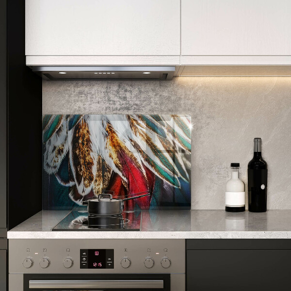 Zaščitna plošča za štedilnik Boho ptičje perje