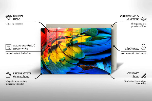 Zaščitna plošča za štedilnik Pisano perje papige