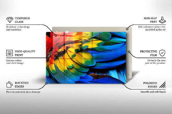 Zaščitna plošča za štedilnik Pisano perje papige