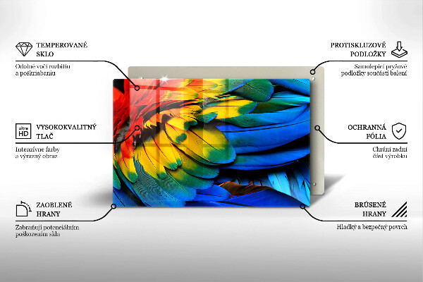 Zaščitna plošča za štedilnik Pisano perje papige