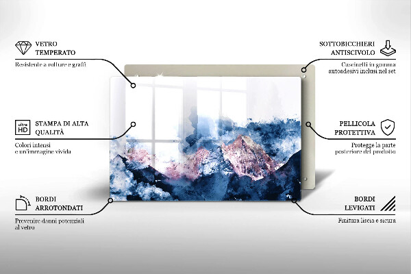 Zaščitna plošča za štedilnik Abstraktno poslikane gore