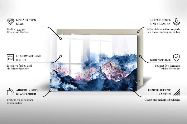 Zaščitna plošča za štedilnik Abstraktno poslikane gore