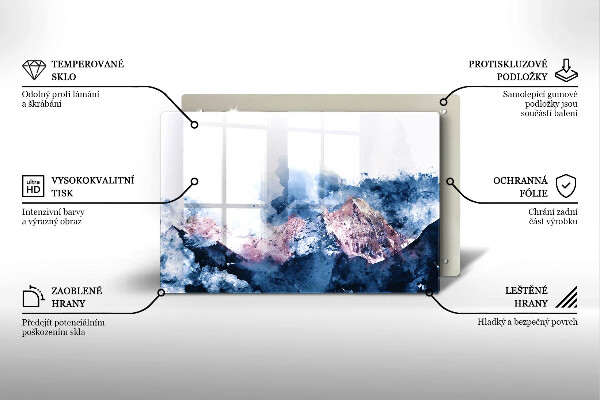 Zaščitna plošča za štedilnik Abstraktno poslikane gore