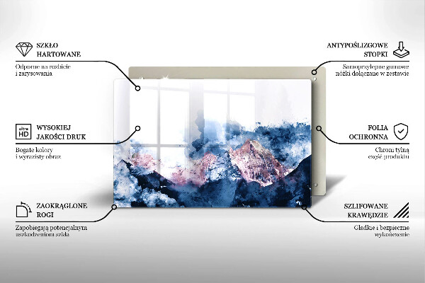 Zaščitna plošča za štedilnik Abstraktno poslikane gore