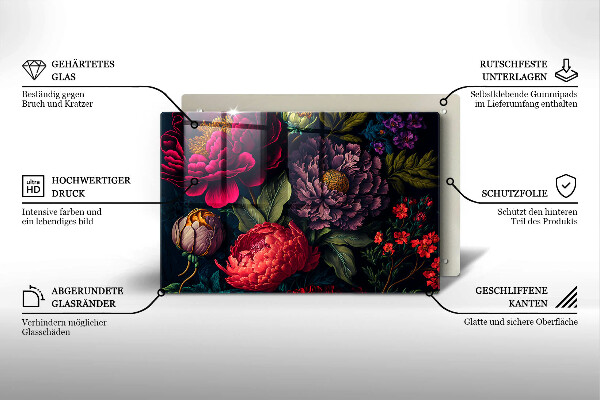 Zaščitna plošča za štedilnik Lepe rože