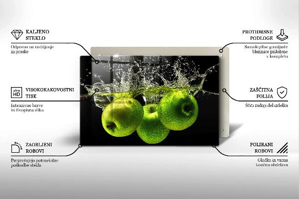 Zaščitna plošča za štedilnik Zelena jabolka in voda