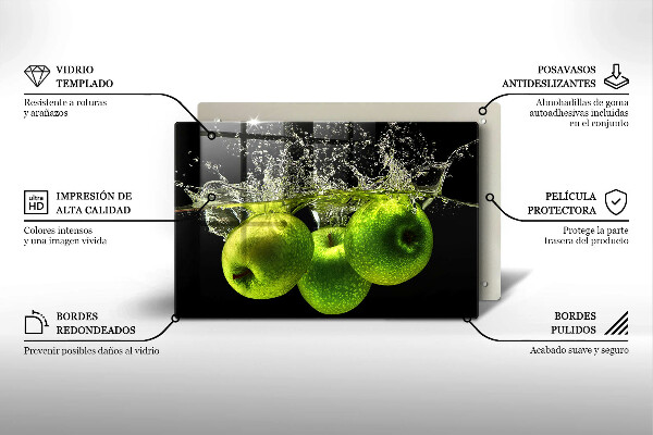 Zaščitna plošča za štedilnik Zelena jabolka in voda